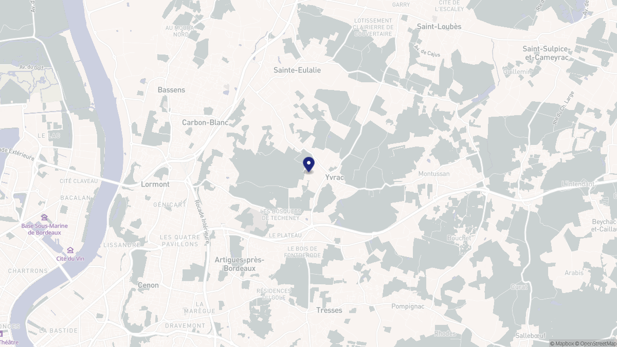Aperçu cartographique de Yvrac, centré sur la commune