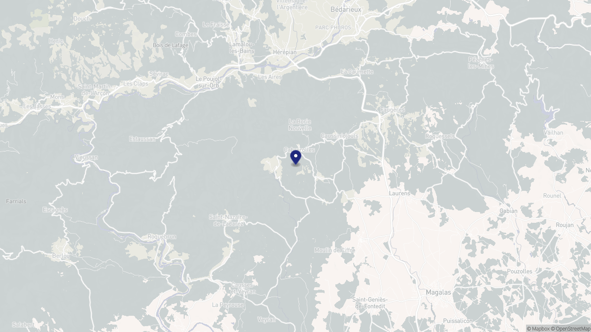 Aperçu cartographique de Cabrerolles, centré sur la commune