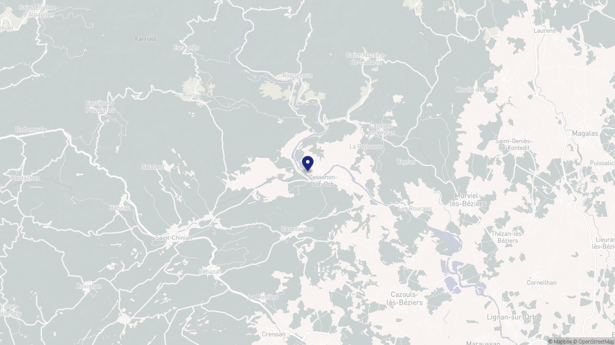 Aperçu cartographique de Cessenon-sur-Orb, centré sur la commune