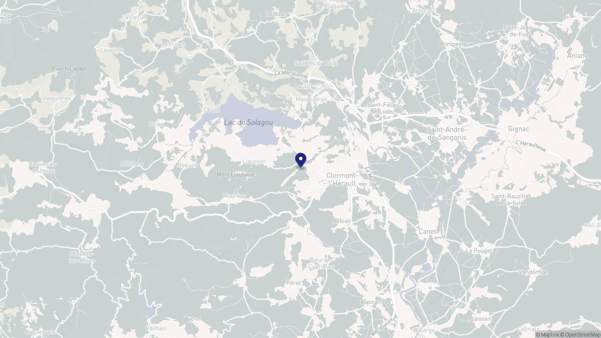 Aperçu cartographique de Clermont-l'Hérault, centré sur la commune