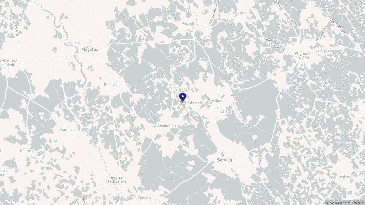 Aperçu cartographique de Coulobres, centré sur la commune