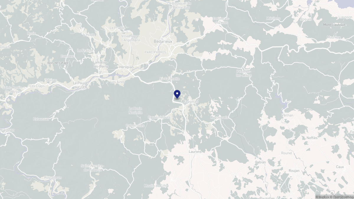 Aperçu cartographique de Faugères, centré sur la commune