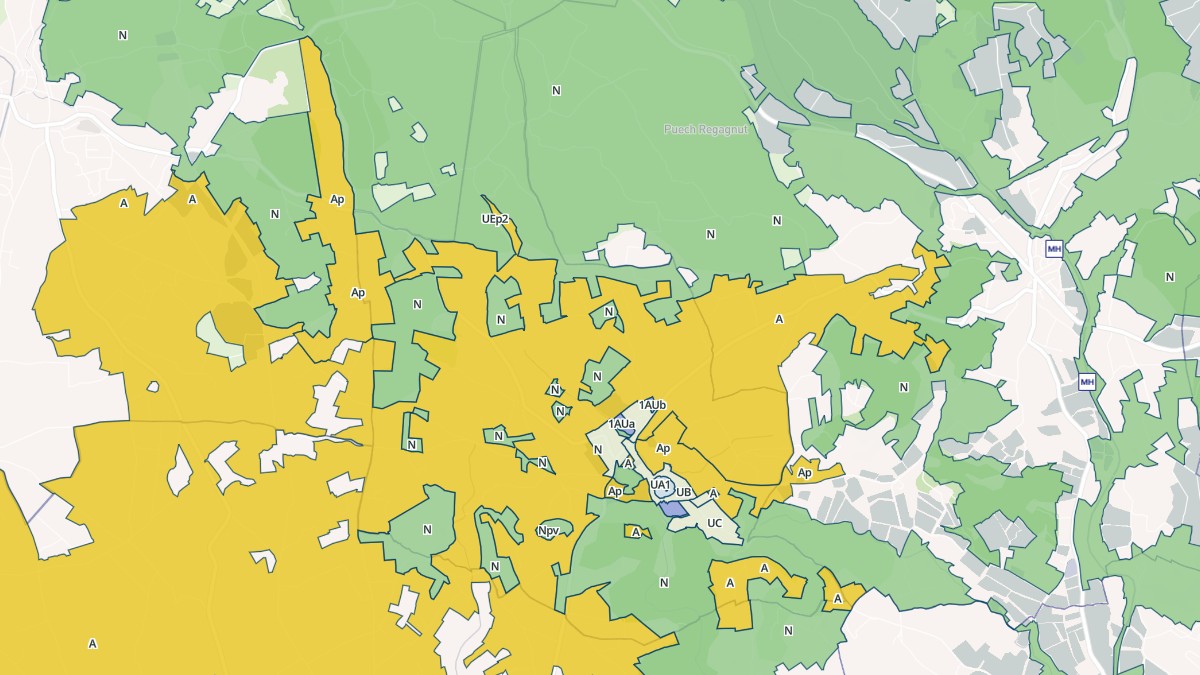 Aperçu cartographique de Fouzilhon, centré sur la commune