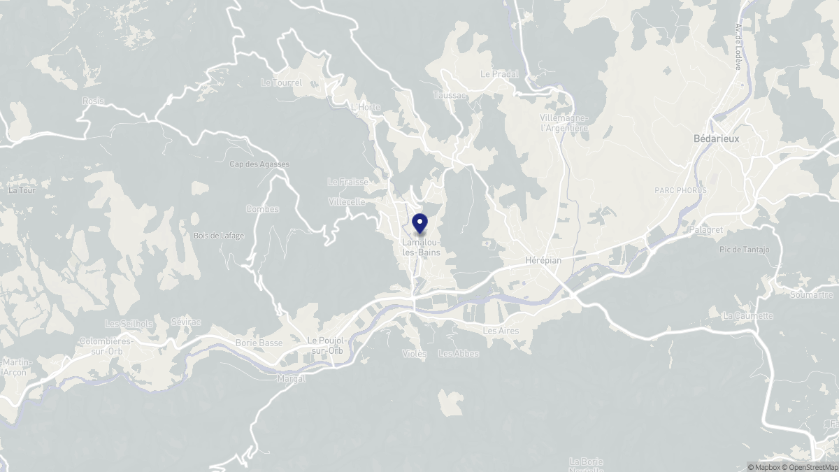Aperçu cartographique de Lamalou-les-Bains, centré sur la commune