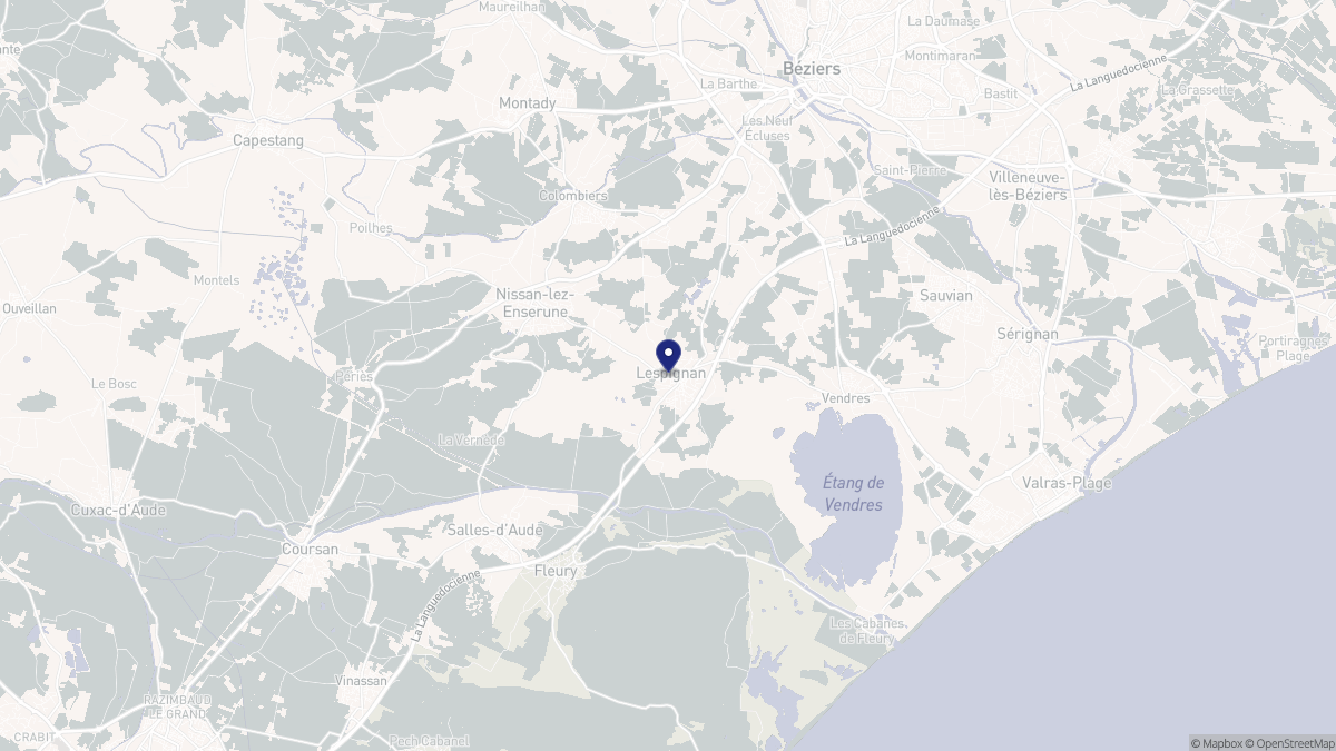 Aperçu cartographique de Lespignan, centré sur la commune