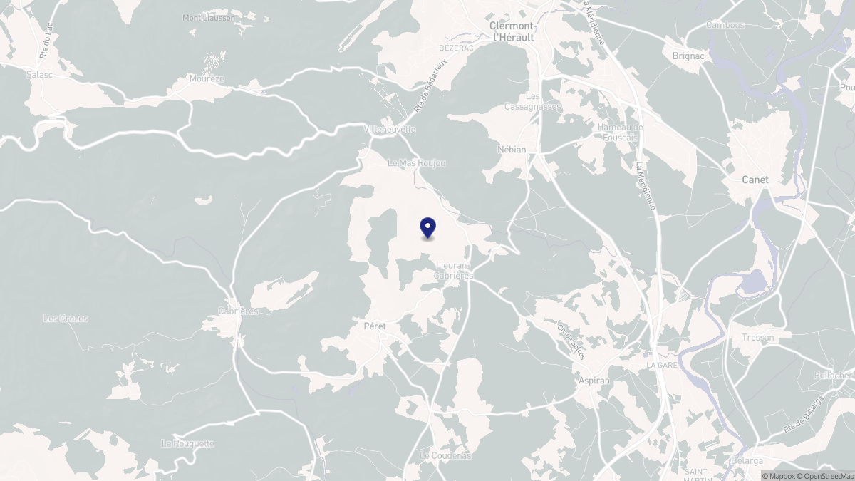 Aperçu cartographique de Lieuran-Cabrières, centré sur la commune