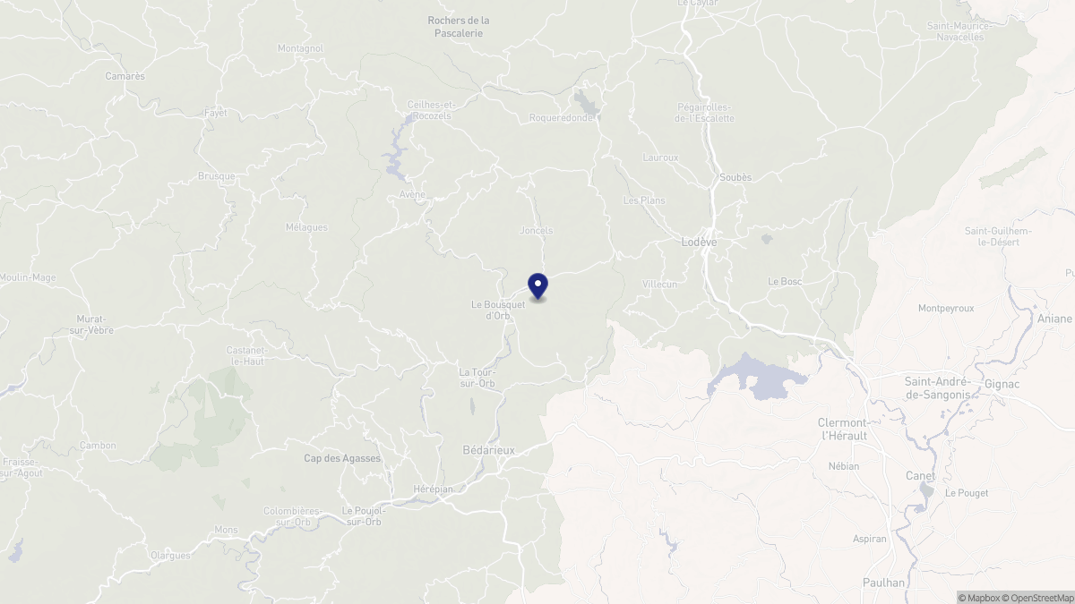 Aperçu cartographique de Lunas-les-Châteaux, centré sur la commune