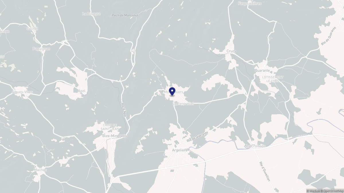 Aperçu cartographique de Montouliers, centré sur la commune