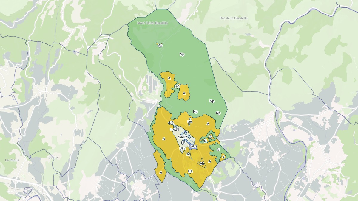 Aperçu cartographique de Montpeyroux, centré sur la commune