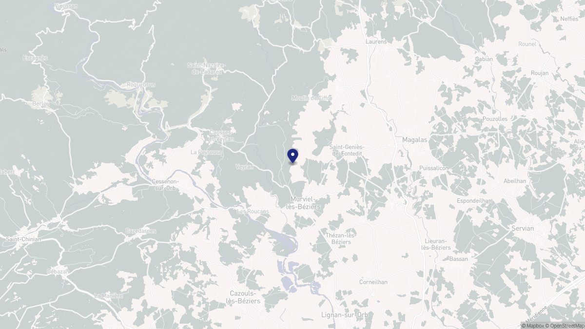 Aperçu cartographique de Murviel-lès-Béziers, centré sur la commune