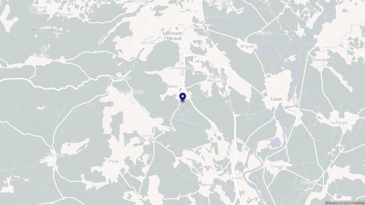 Aperçu cartographique de Nébian, centré sur la commune