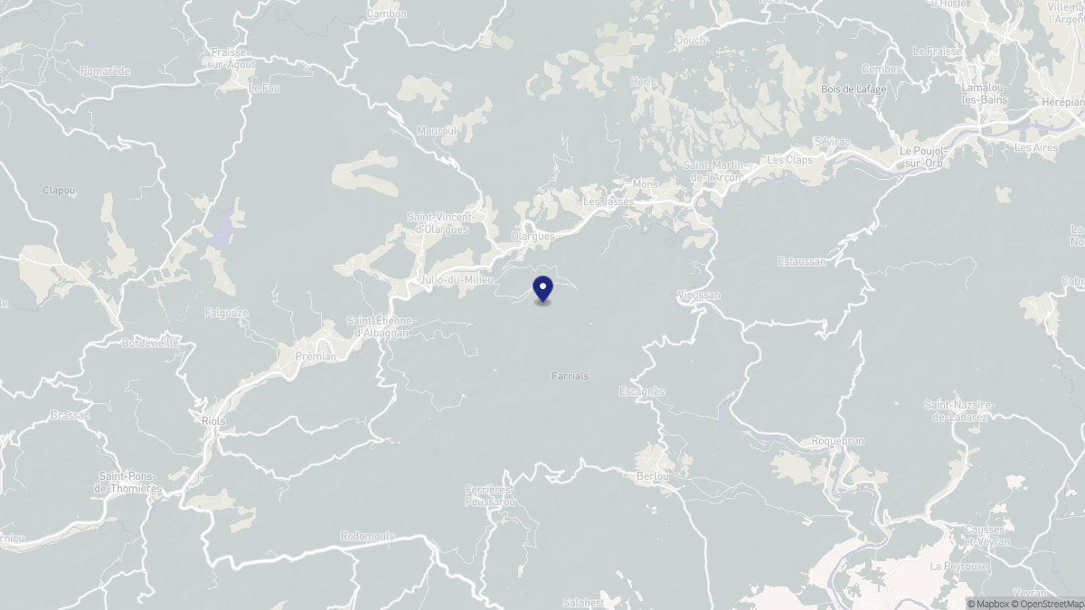 Aperçu cartographique de Olargues, centré sur la commune