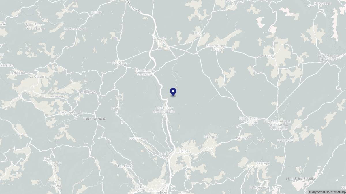 Aperçu cartographique de Pégairolles-de-l'Escalette, centré sur la commune