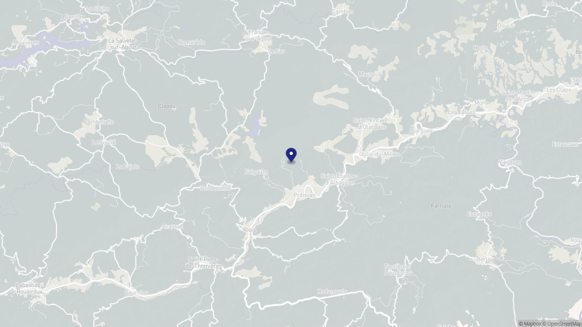 Aperçu cartographique de Prémian, centré sur la commune