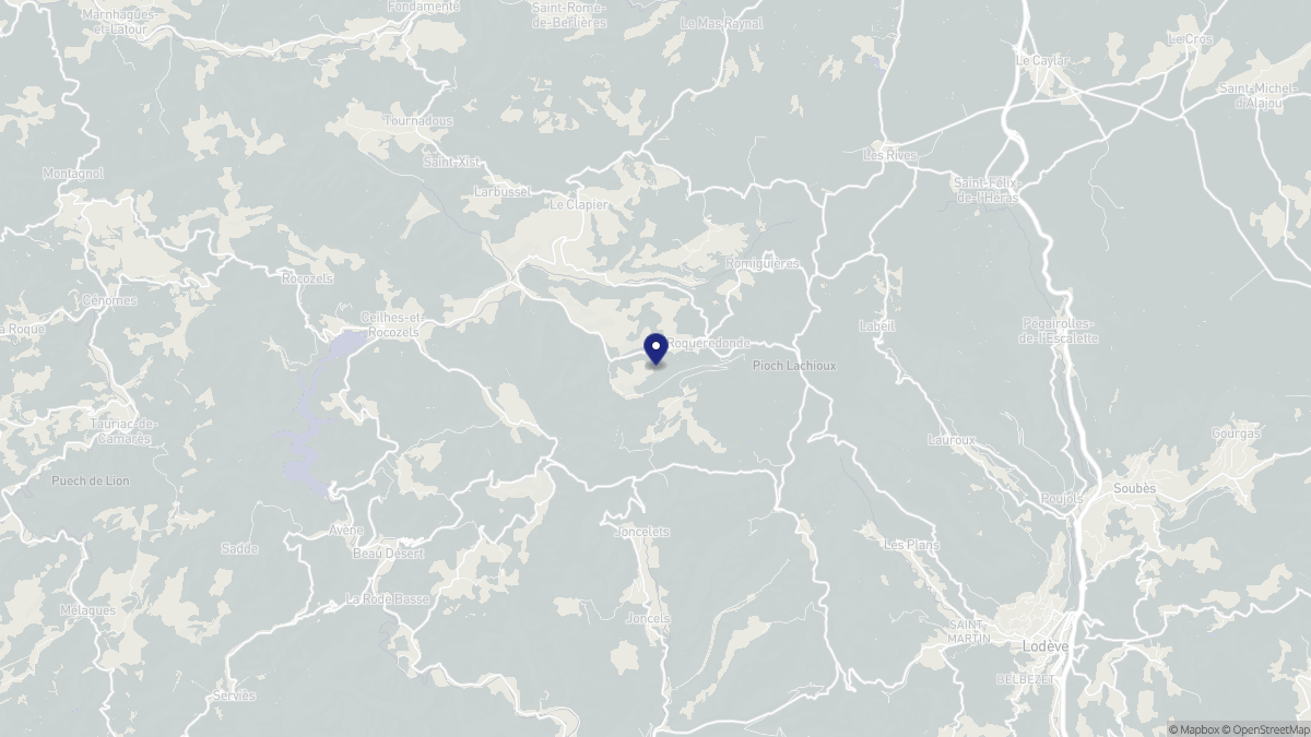 Aperçu cartographique de Roqueredonde, centré sur la commune