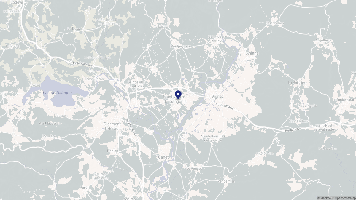 Aperçu cartographique de Saint-André-de-Sangonis, centré sur la commune