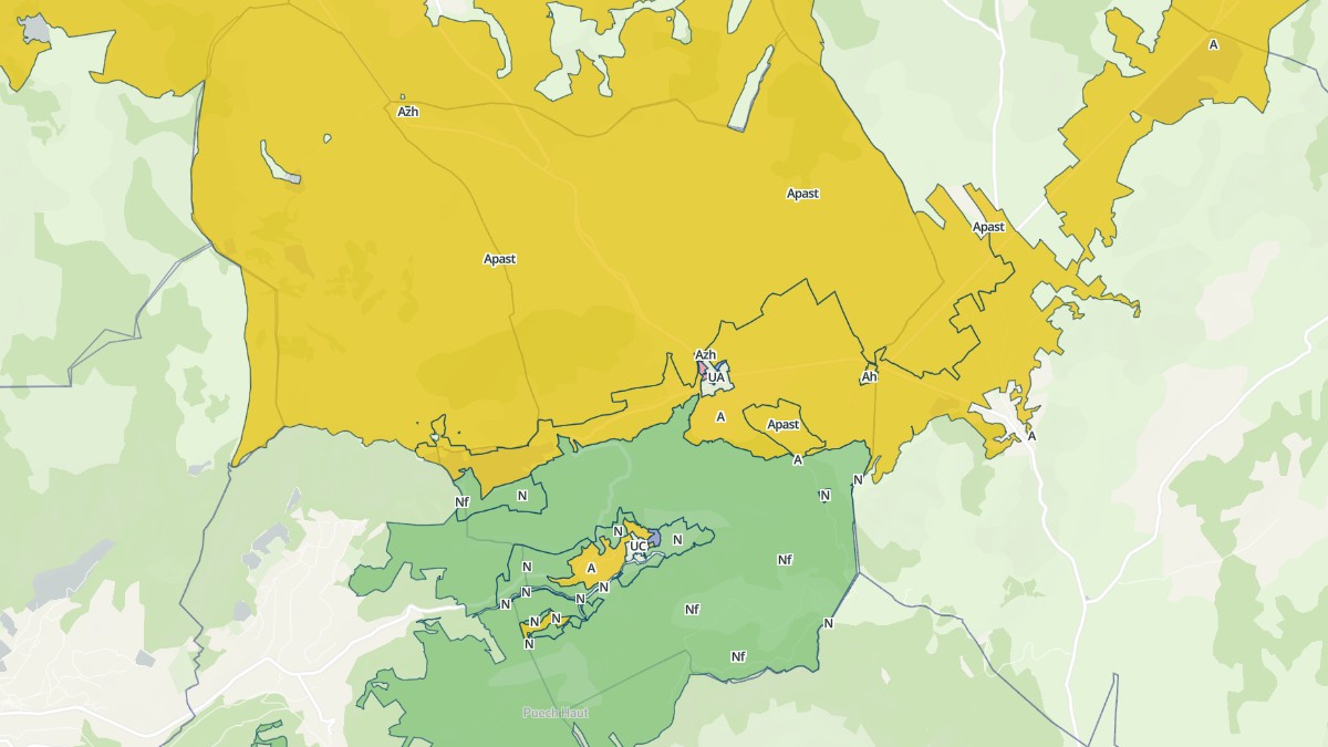 Aperçu cartographique de Saint-Pierre-de-la-Fage, centré sur la commune