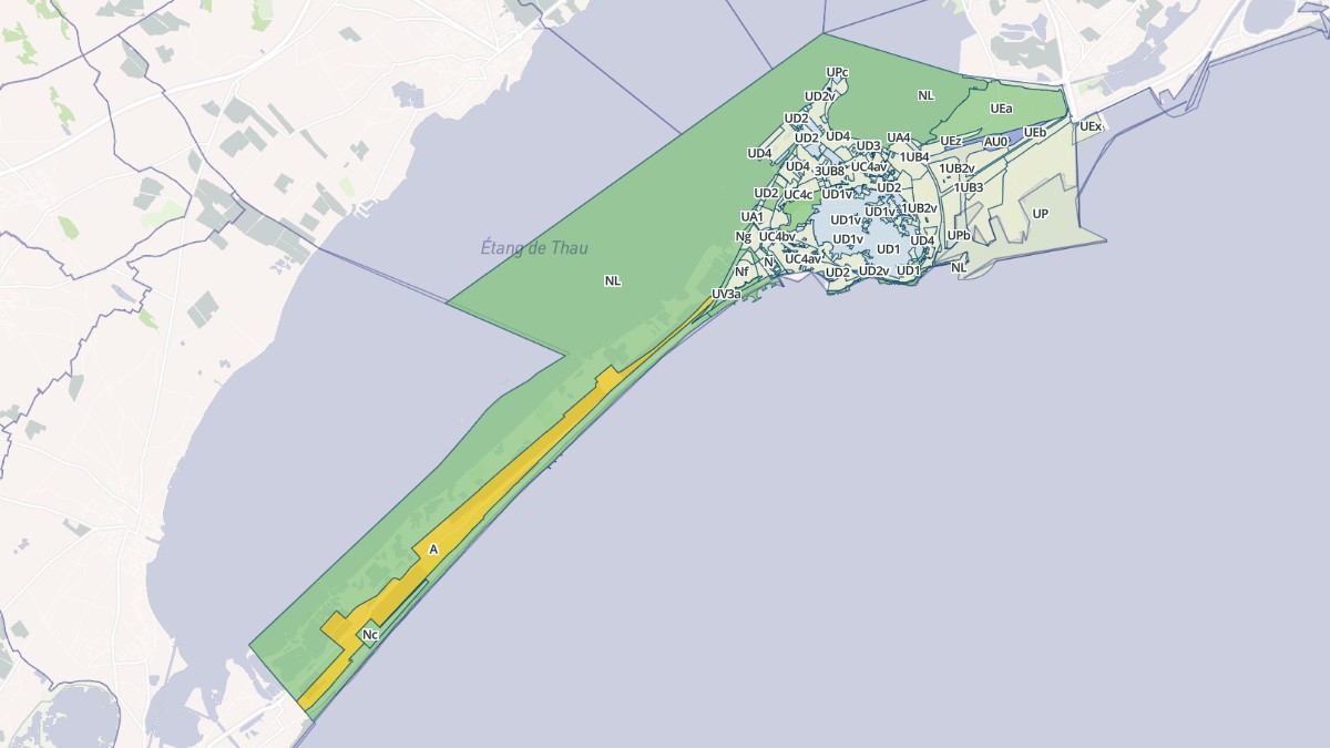 Aperçu cartographique de Sète, centré sur la commune