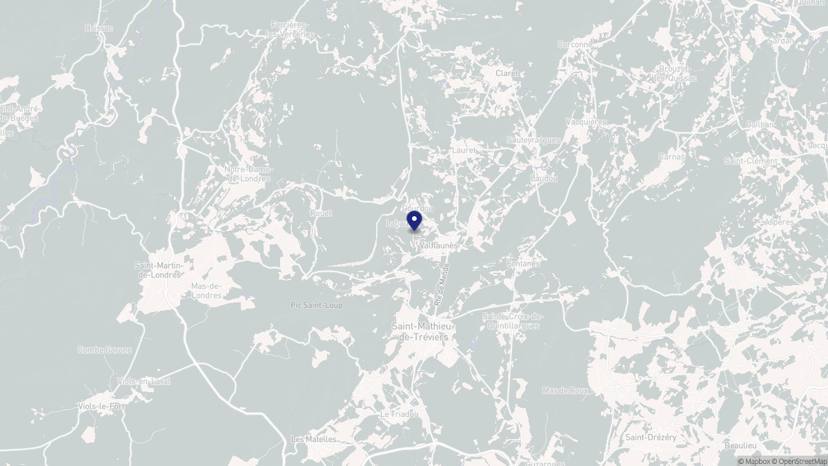 Aperçu cartographique de Valflaunès, centré sur la commune