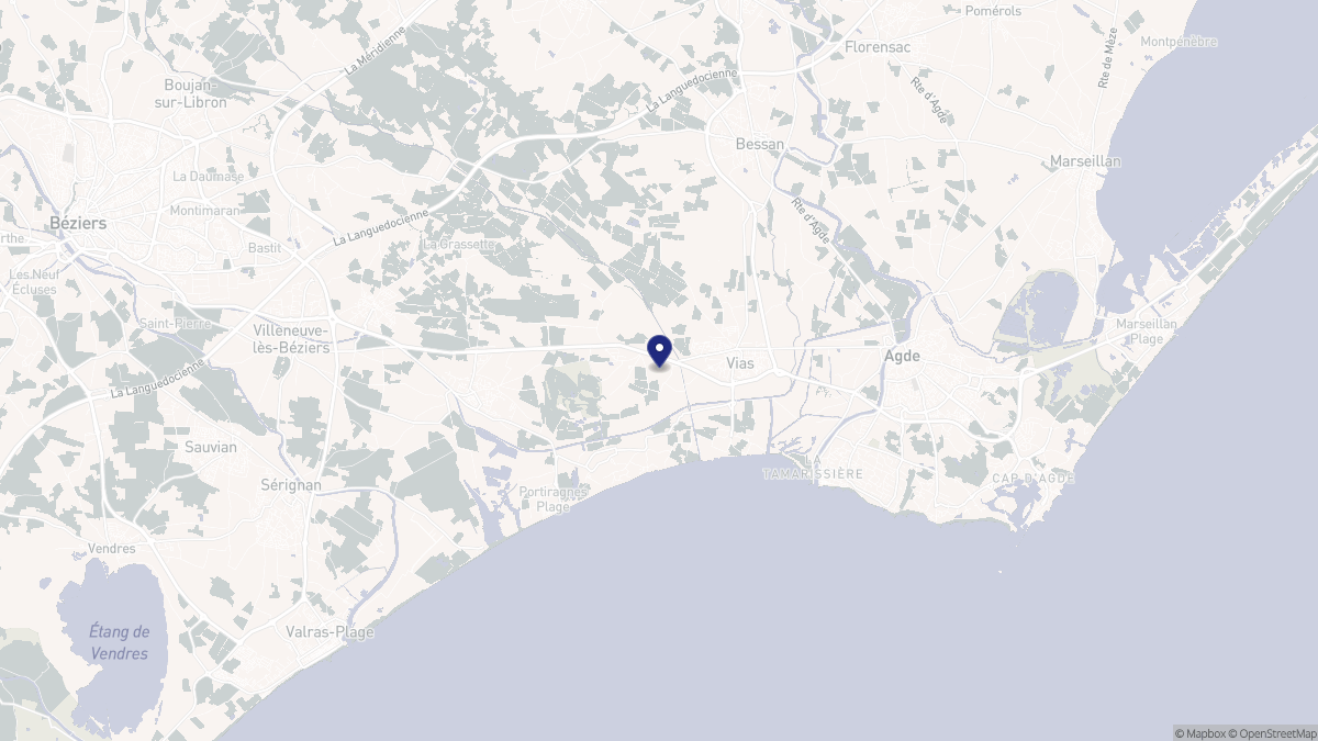 Aperçu cartographique de Vias, centré sur la commune