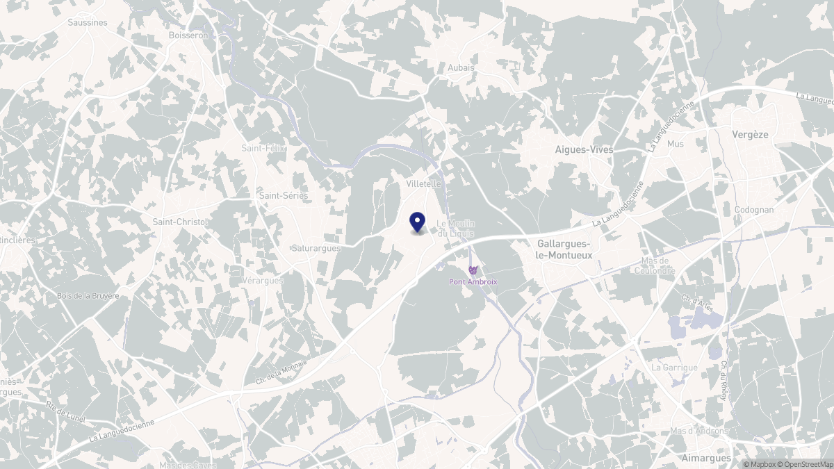 Aperçu cartographique de Villetelle, centré sur la commune