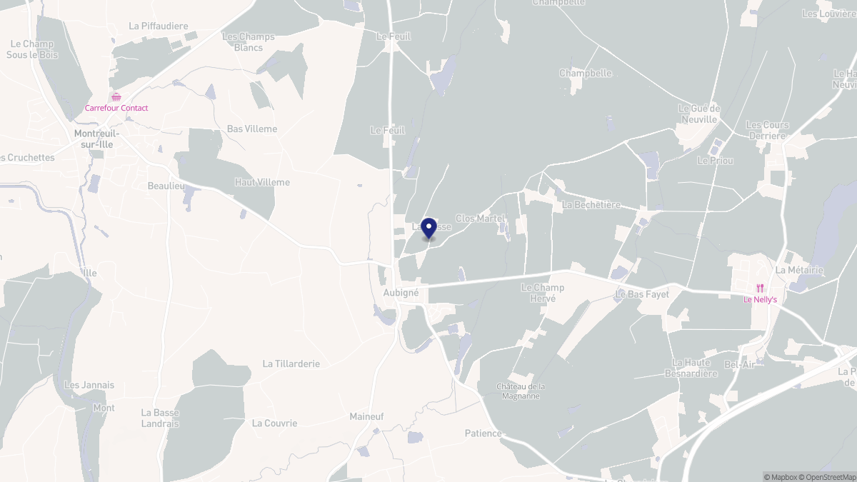 Aperçu cartographique de Aubigné, centré sur la commune