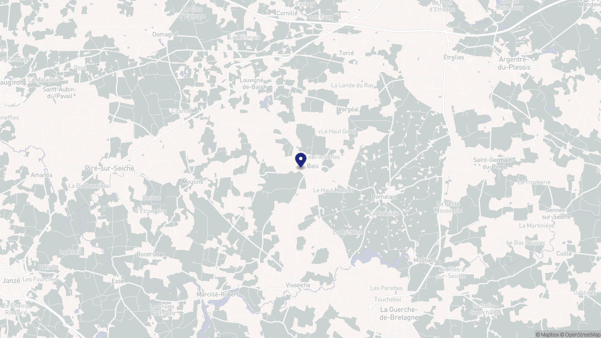 Aperçu cartographique de Bais, centré sur la commune
