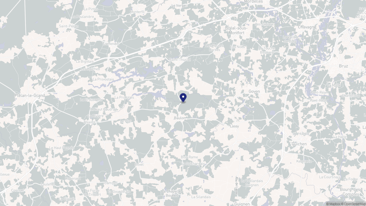 Aperçu cartographique de Baulon, centré sur la commune