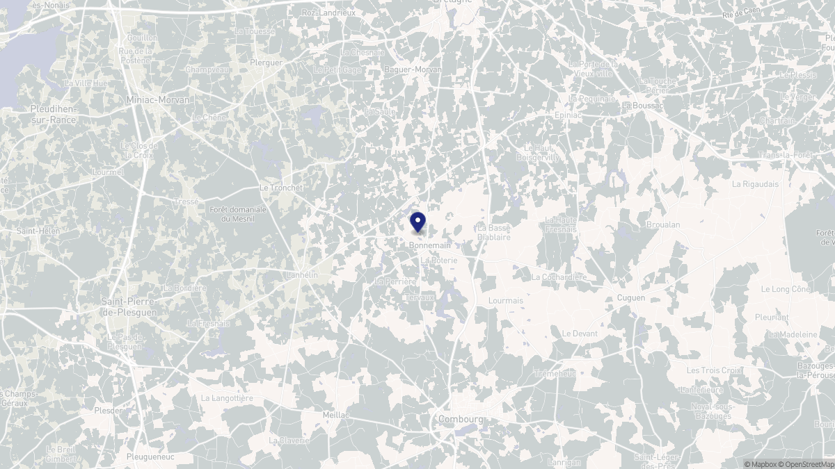 Aperçu cartographique de Bonnemain, centré sur la commune