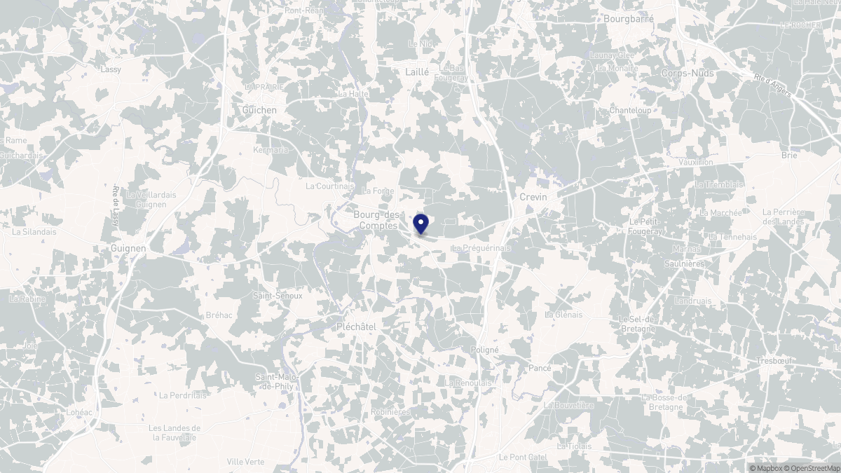 Aperçu cartographique de Bourg-des-Comptes, centré sur la commune