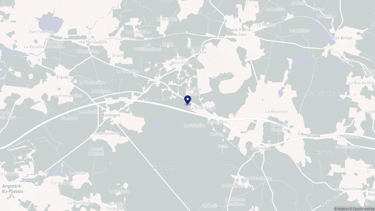 Aperçu cartographique de Bréal-sous-Vitré, centré sur la commune