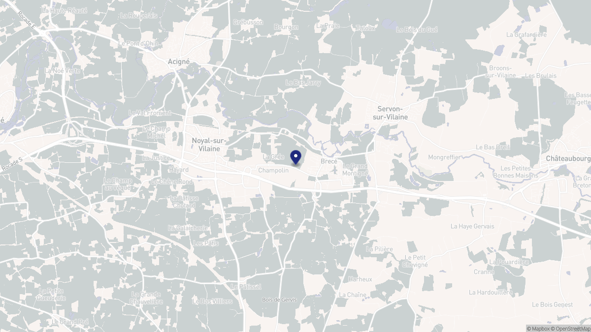 Aperçu cartographique de Brécé, centré sur la commune