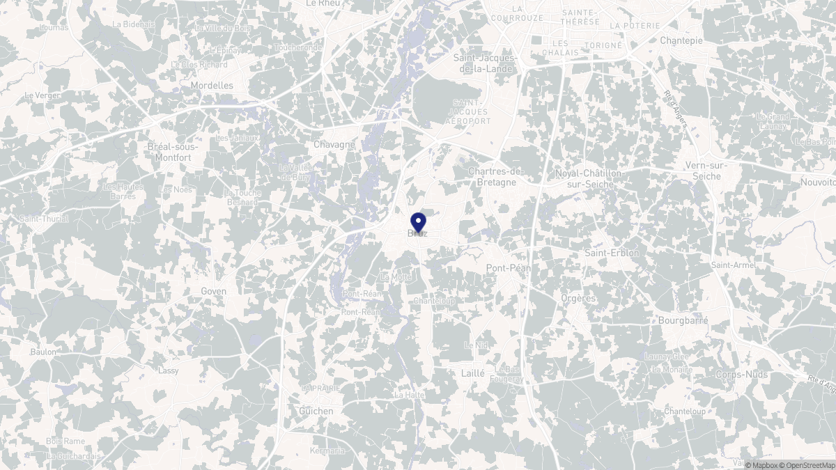 Aperçu cartographique de Bruz, centré sur la commune