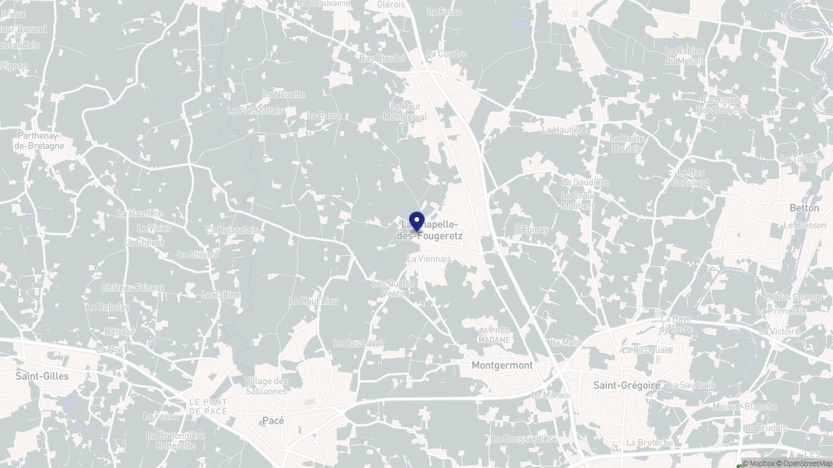 Aperçu cartographique de La Chapelle-des-Fougeretz, centré sur la commune