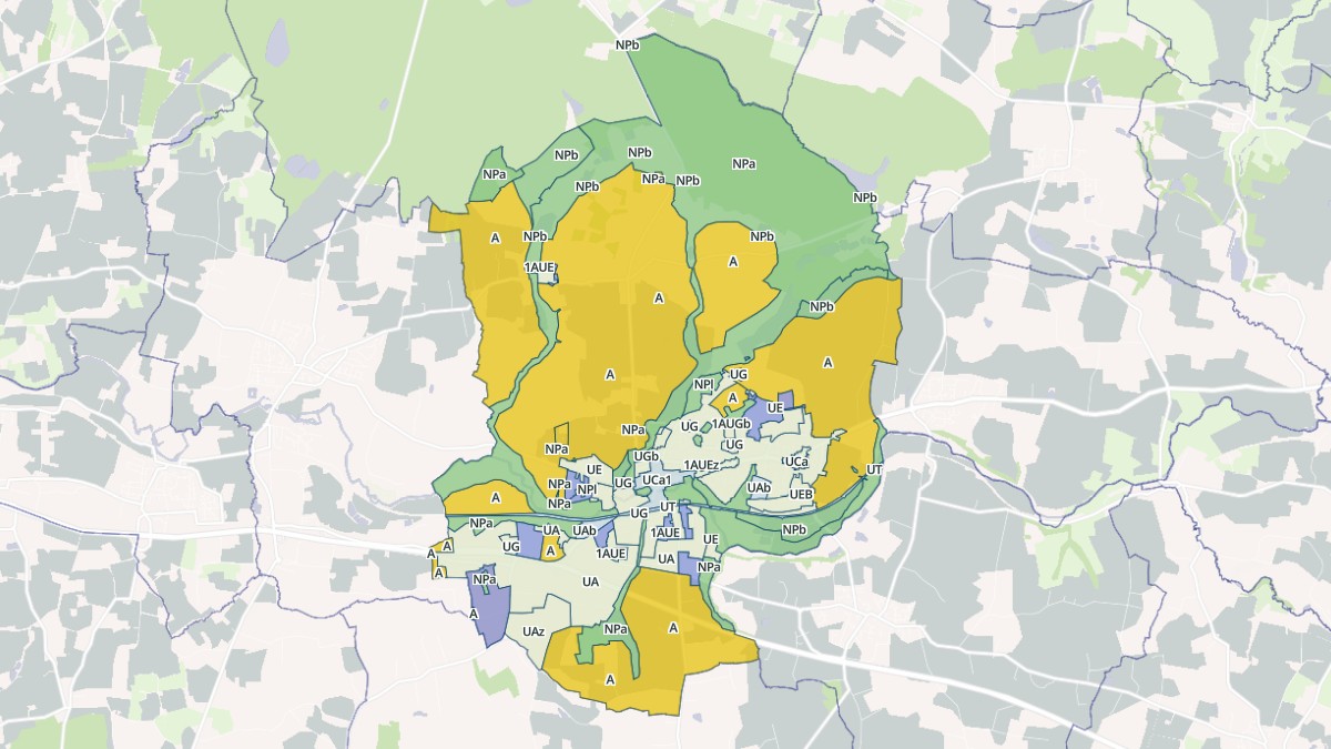 Aperçu cartographique de Châteaubourg, centré sur la commune