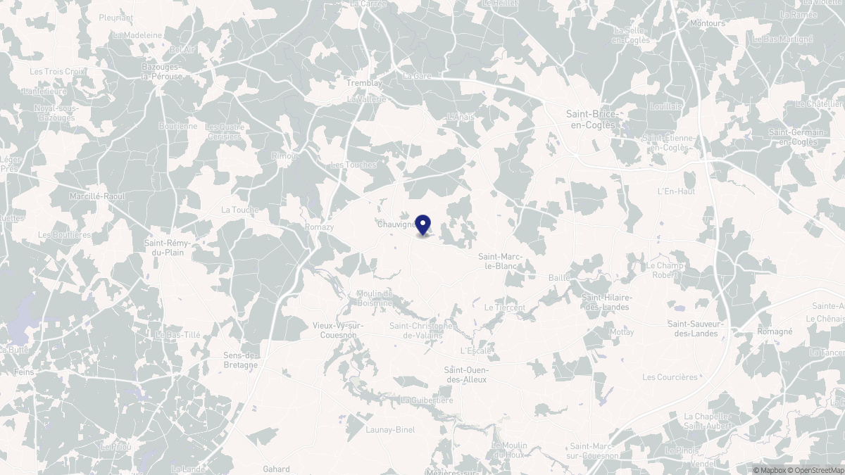 Aperçu cartographique de Chauvigné, centré sur la commune