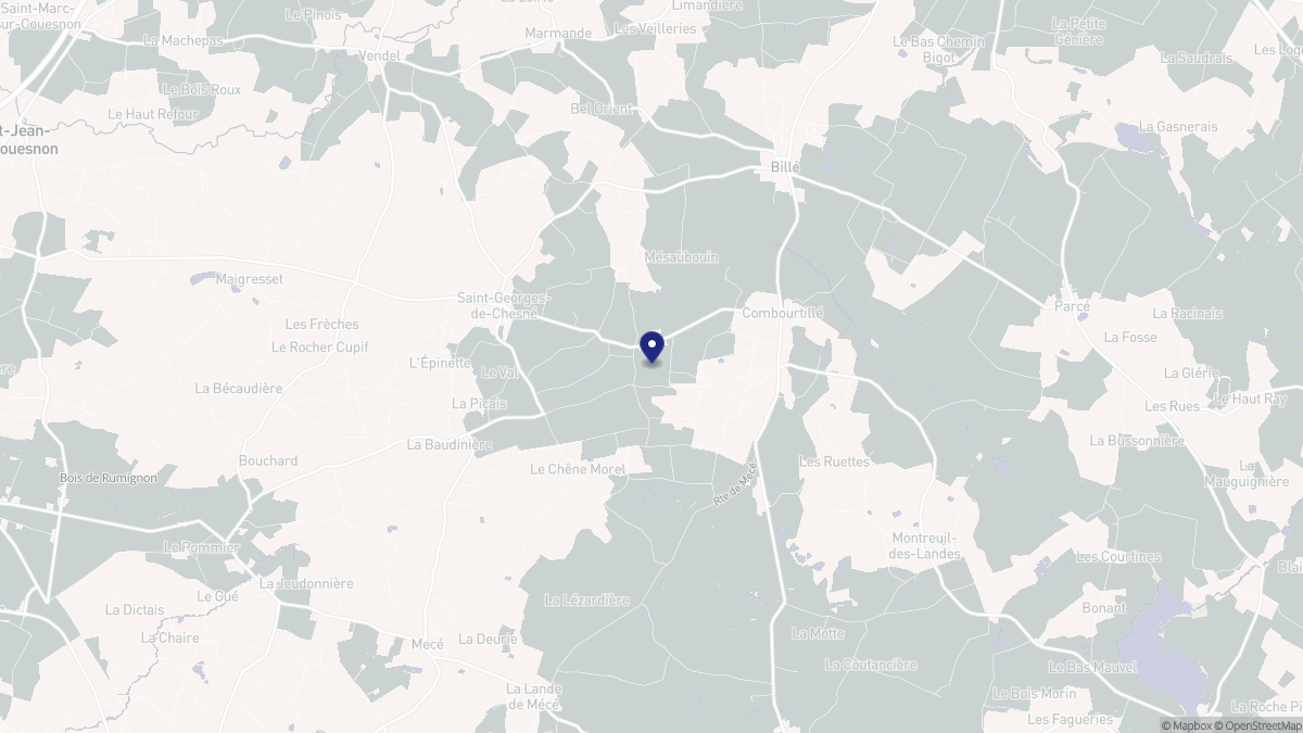 Aperçu cartographique de Combourtillé, centré sur la commune