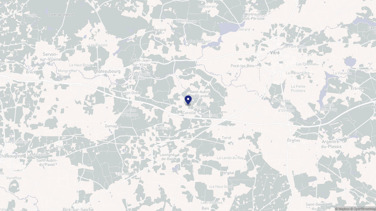 Aperçu cartographique de Cornillé, centré sur la commune
