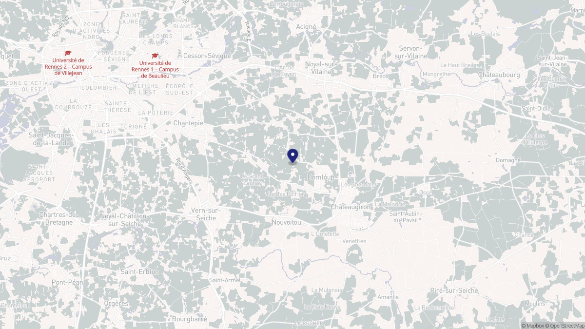 Aperçu cartographique de Domloup, centré sur la commune