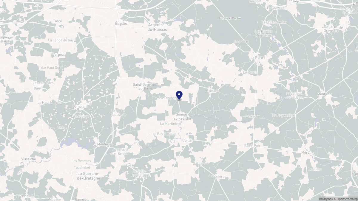 Aperçu cartographique de Gennes-sur-Seiche, centré sur la commune