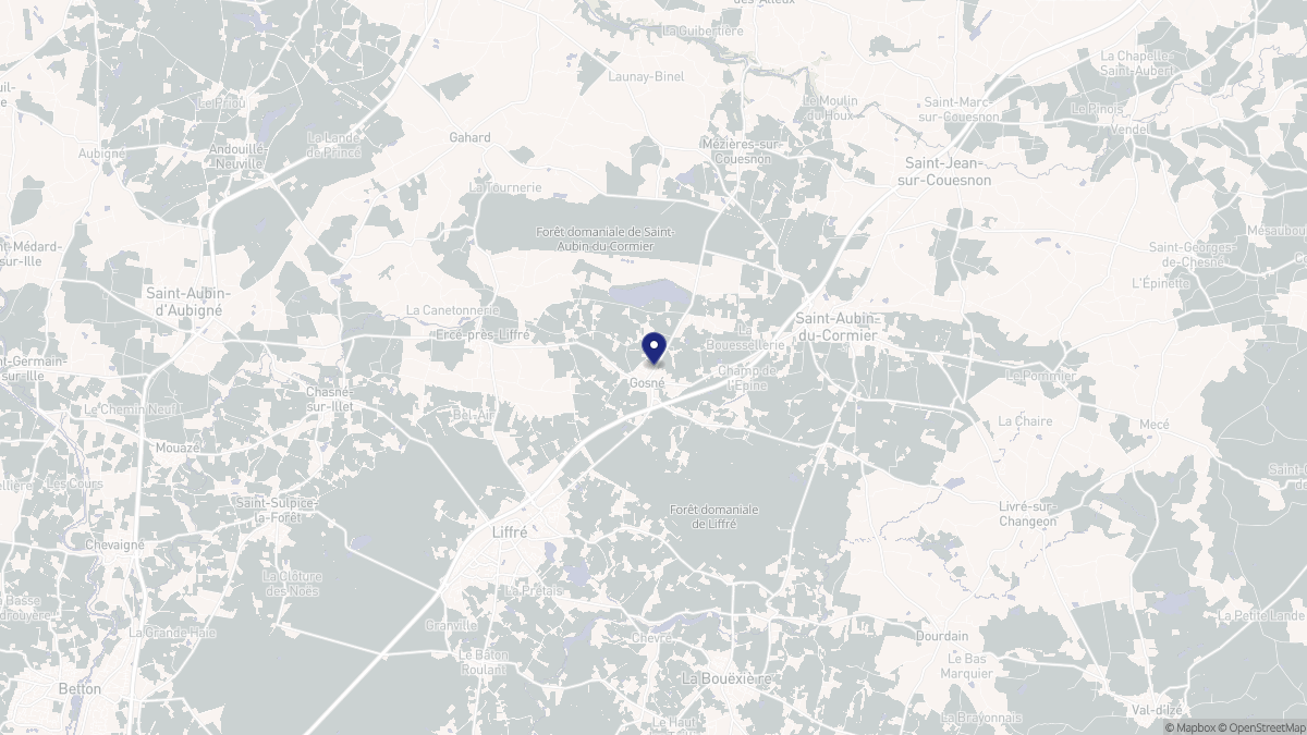 Aperçu cartographique de Gosné, centré sur la commune