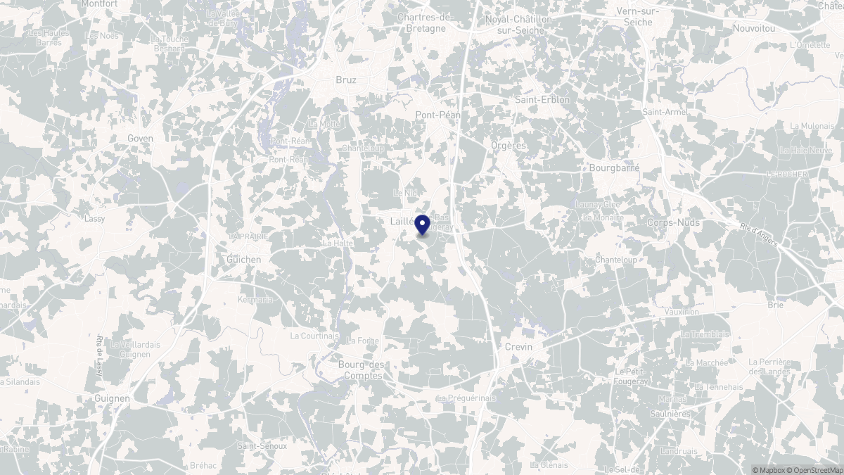 Aperçu cartographique de Laillé, centré sur la commune