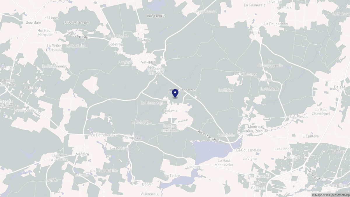 Aperçu cartographique de Landavran, centré sur la commune