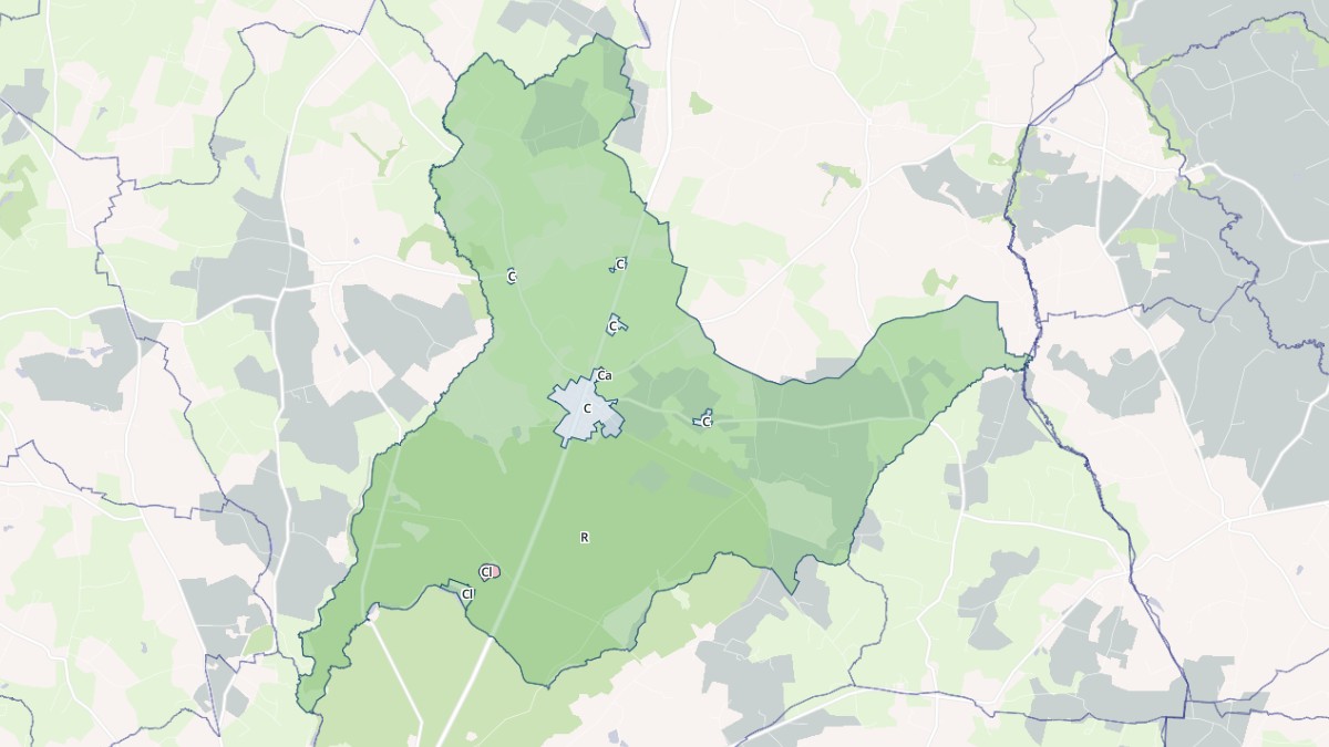 Aperçu cartographique de Landéan, centré sur la commune