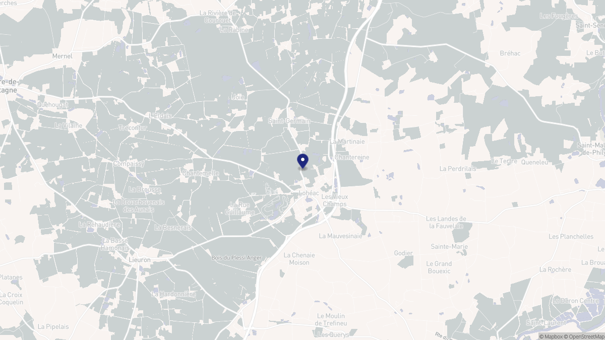 Aperçu cartographique de Lohéac, centré sur la commune