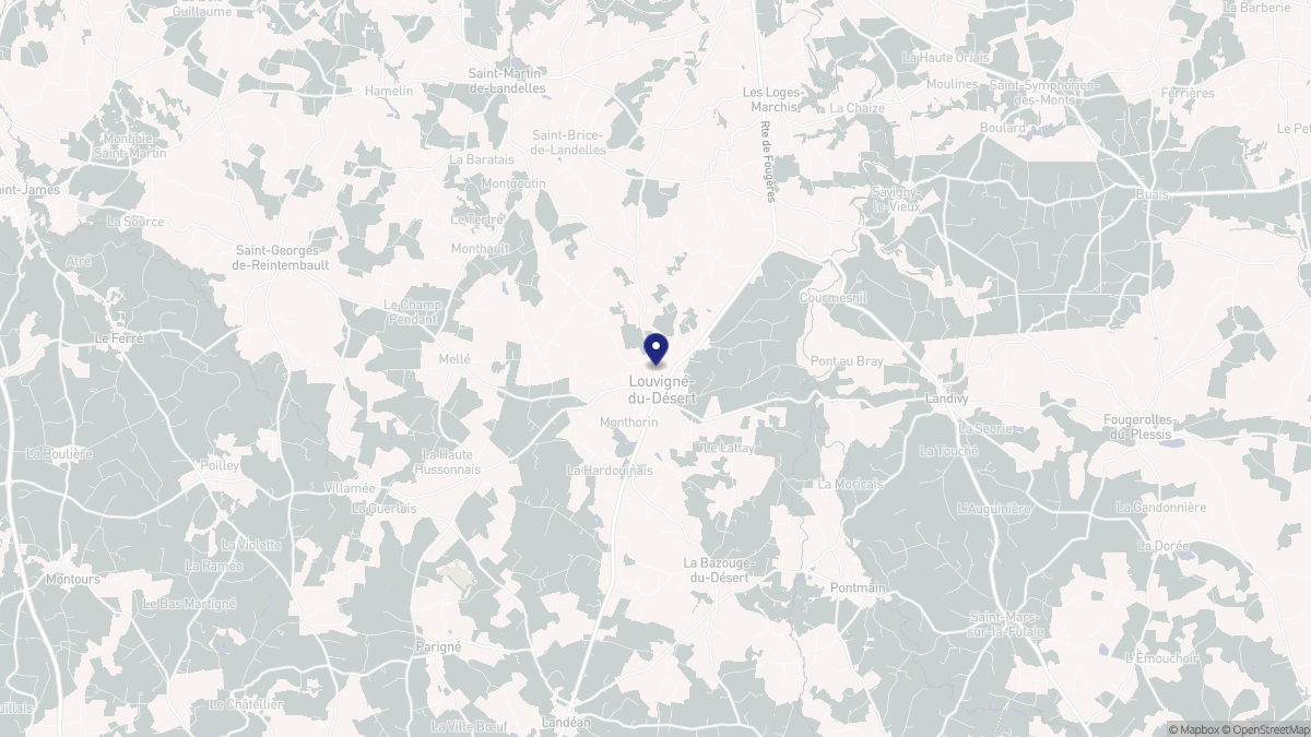 Aperçu cartographique de Louvigné-du-Désert, centré sur la commune