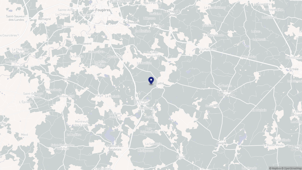 Aperçu cartographique de Luitré-Dompierre, centré sur la commune