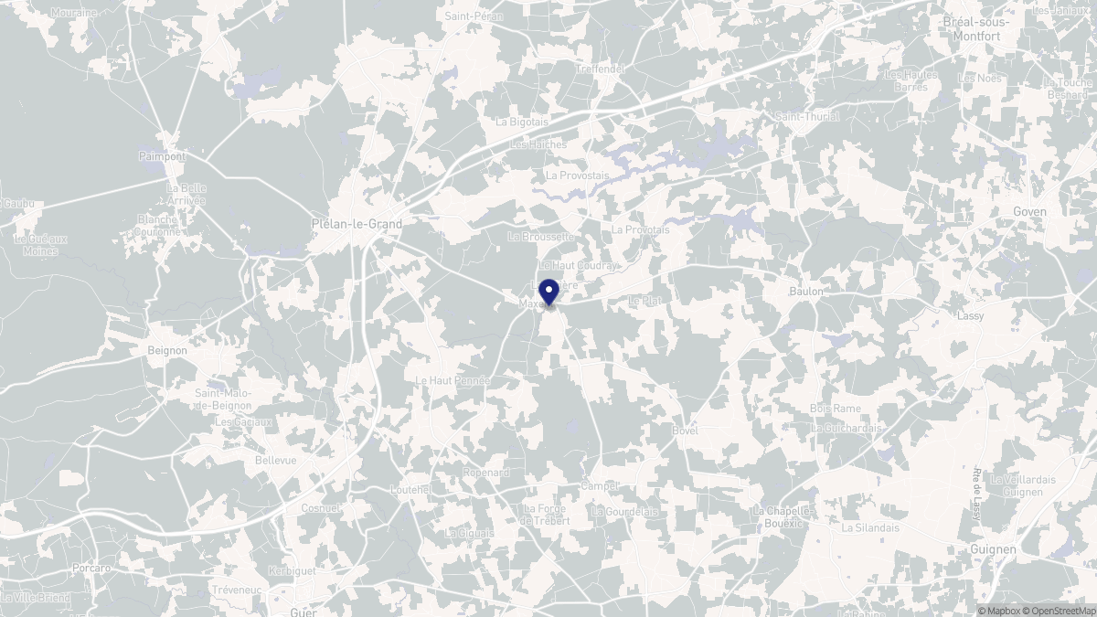 Aperçu cartographique de Maxent, centré sur la commune