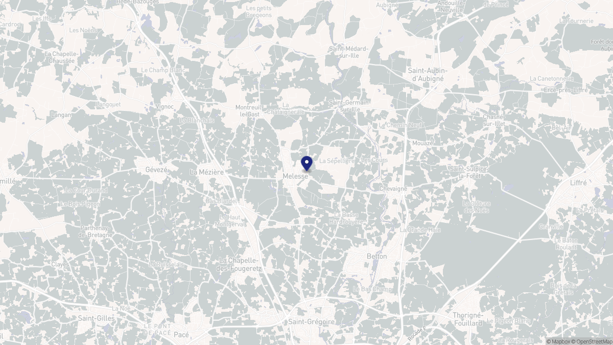 Aperçu cartographique de Melesse, centré sur la commune