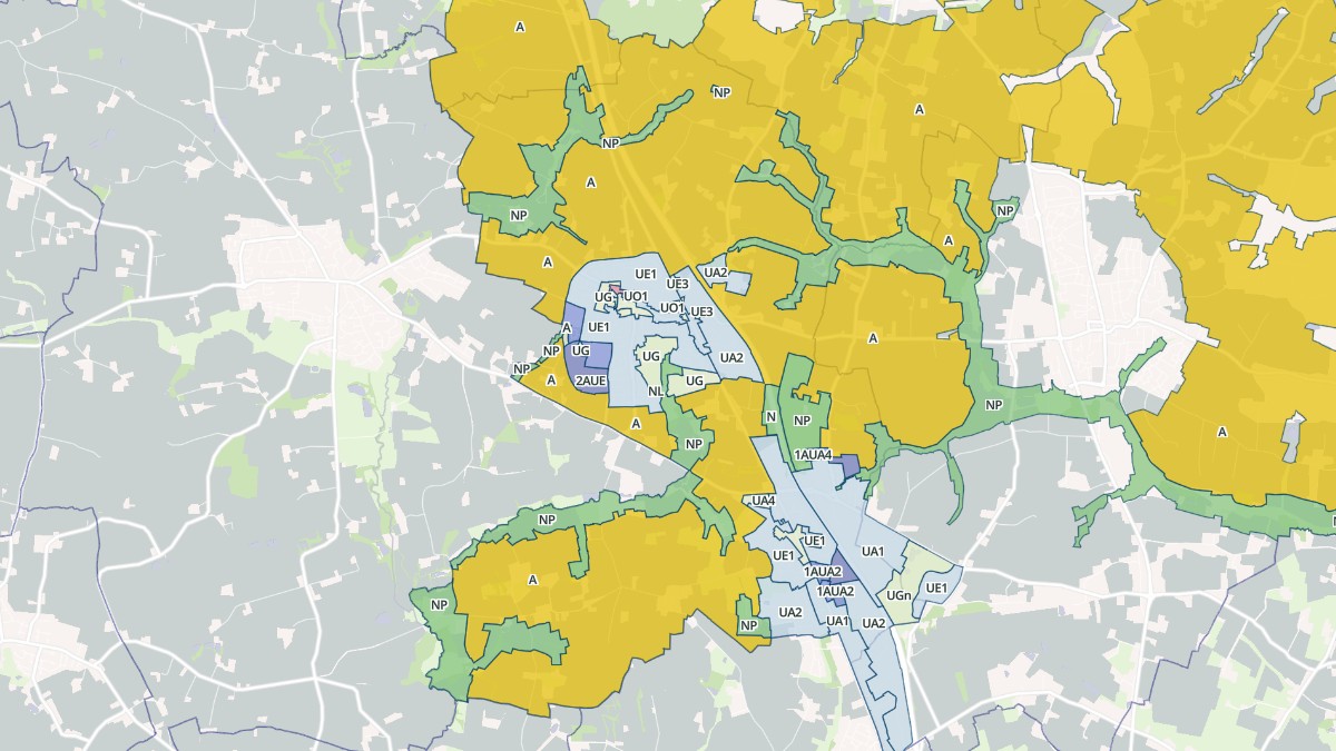 Aperçu cartographique de La Mézière, centré sur la commune